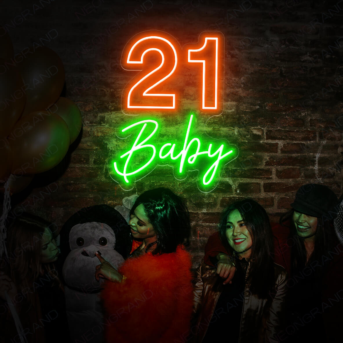 Custom Age 21 Baby Neon Sign Happy Birthday Led Sign DarkOrange