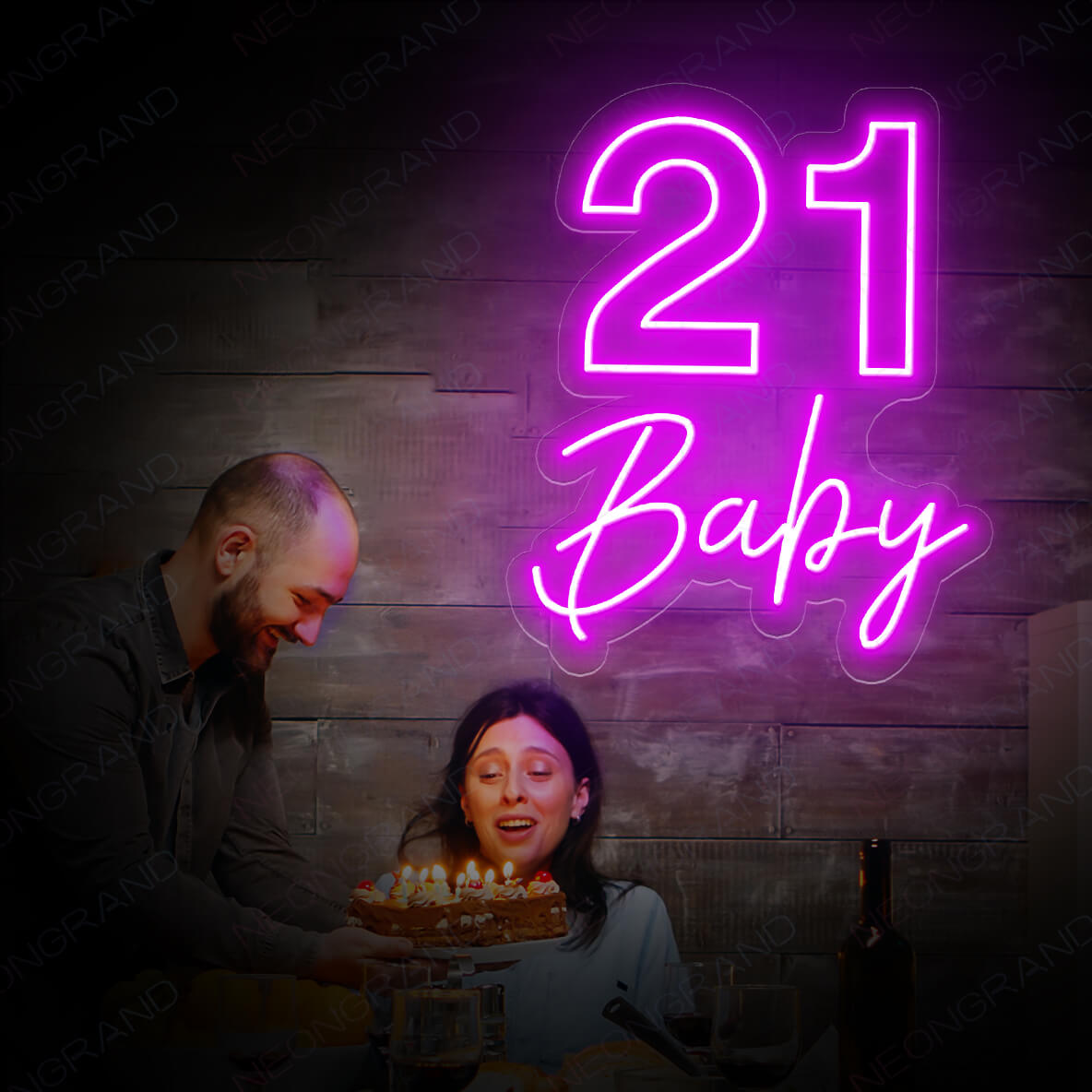 Custom Age 21 Baby Neon Sign Happy Birthday Led Sign Purple