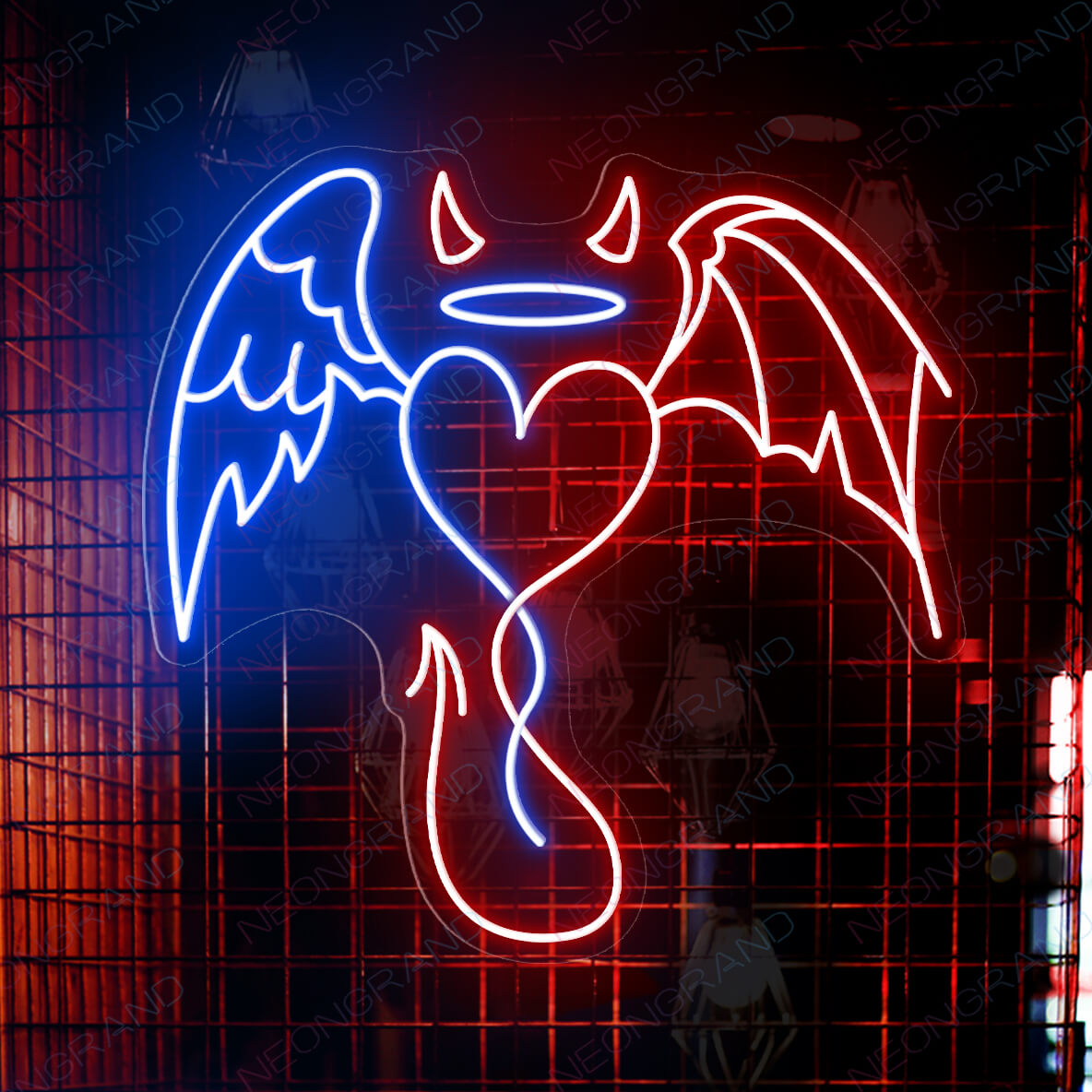 Devil Neon Sign Wings Led Light blue