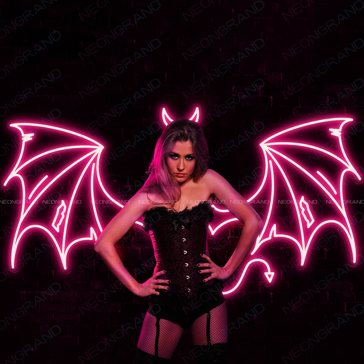 Devil Neon Sign Wings Led Light pink