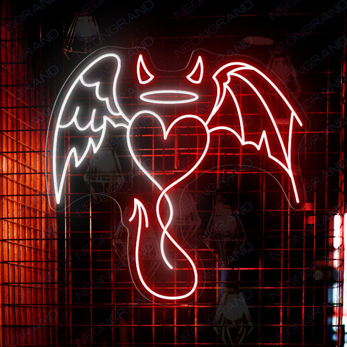 Devil Neon Sign Wings Led Light white 1