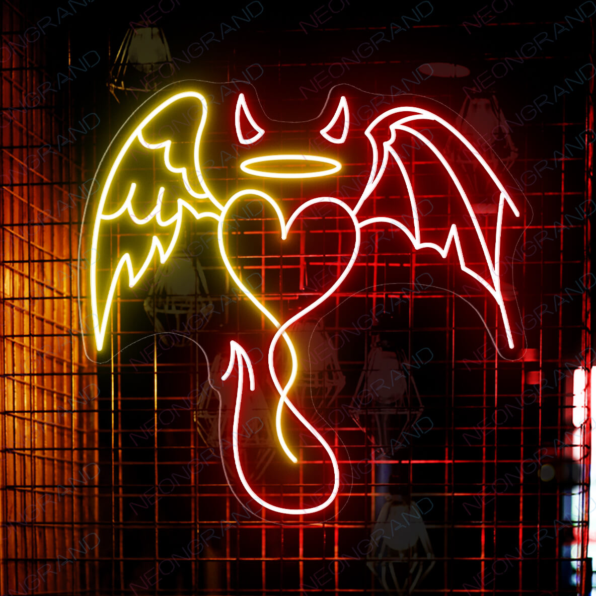 Devil Neon Sign Wings Led Light yellow