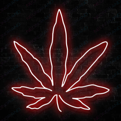 Cannabis Leaf Weed Neon Sign red