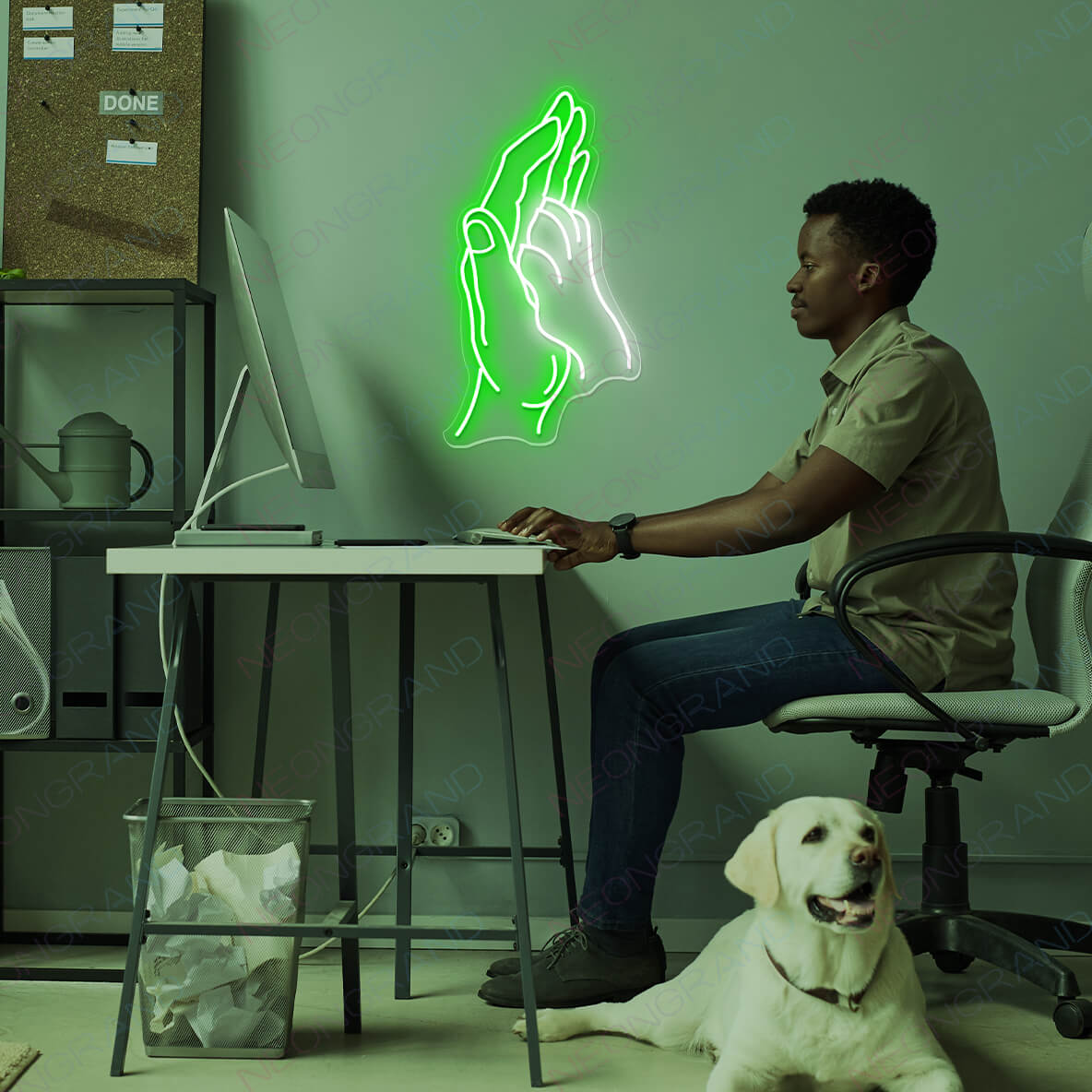 Dog Neon Sign Animal Led Light green