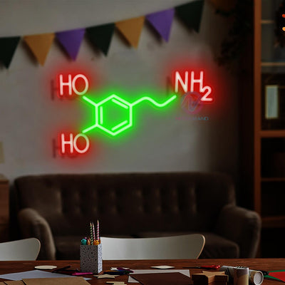Dopamine Neon Sign Molecule Neon Light Happy Led Sign green