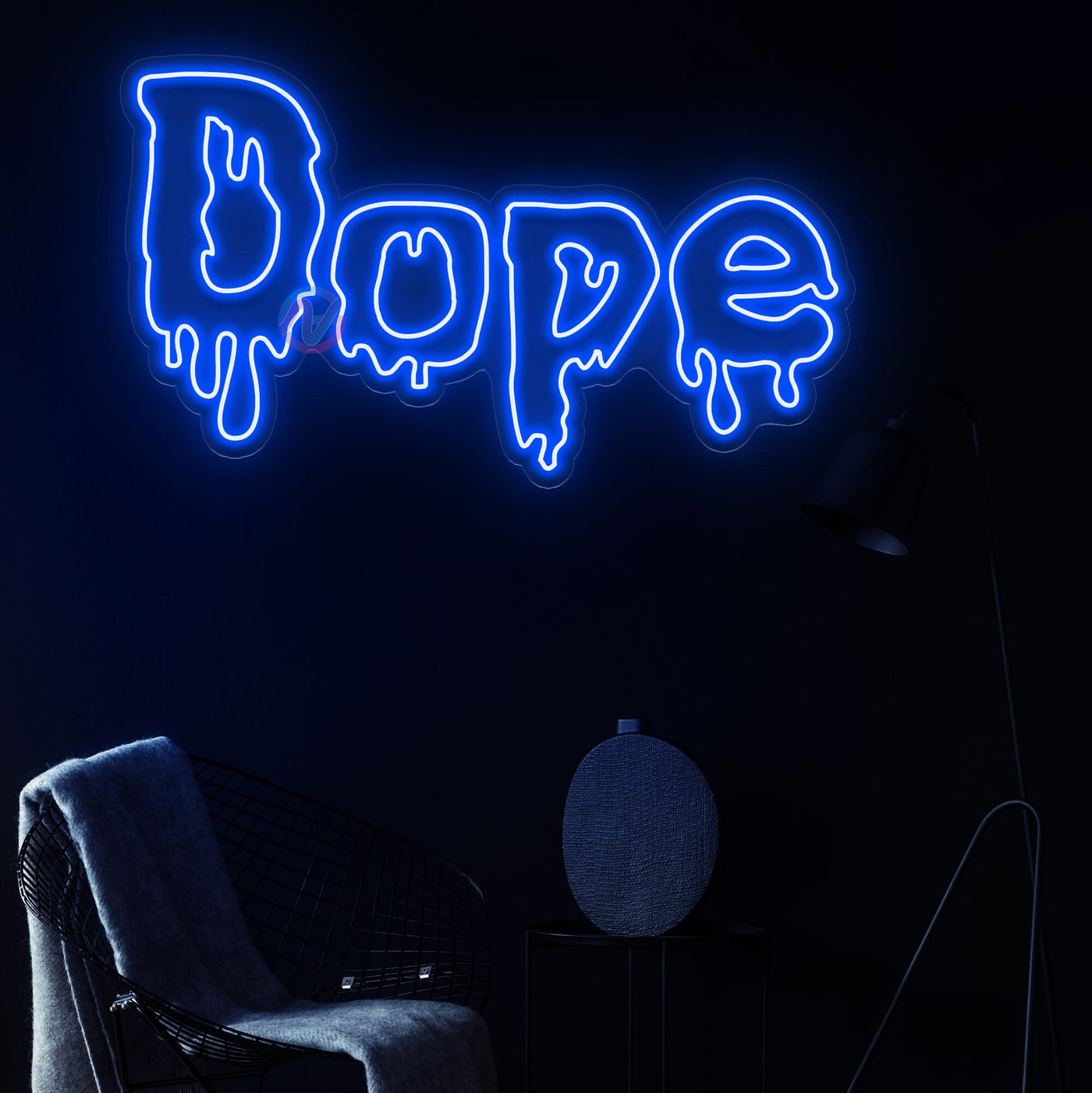Dope Led Light Weed Neon Sign main blue
