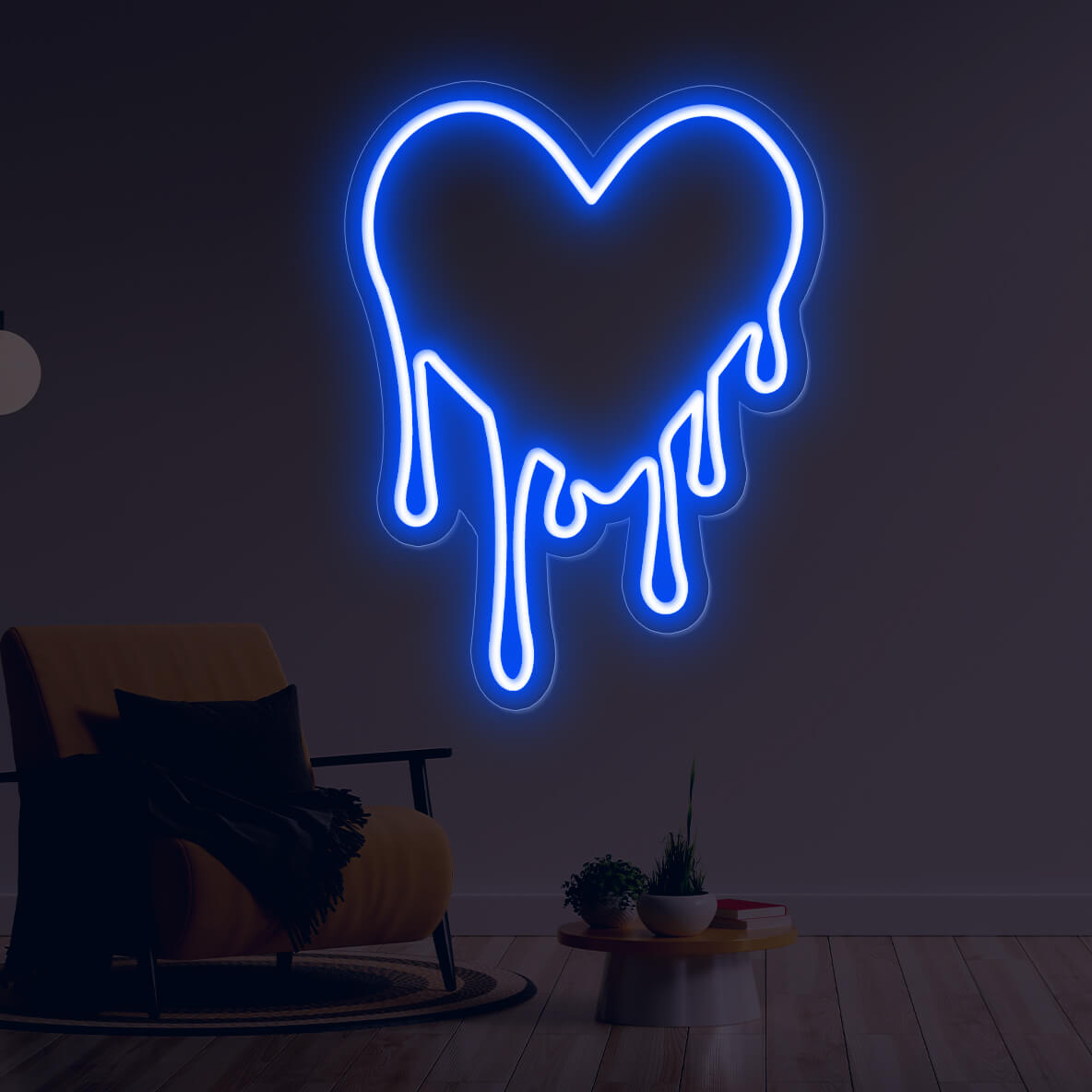 Dripping Heart Neon Sign Love Led Light blue