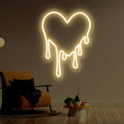 Dripping Heart Neon Sign Love Led Light gold yellow