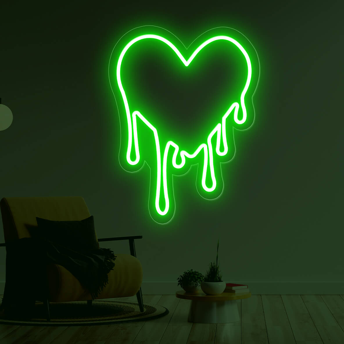 Dripping Heart Neon Sign Love Led Light green