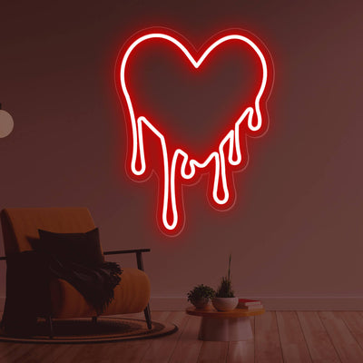 Dripping Heart Neon Sign Love Led Light red