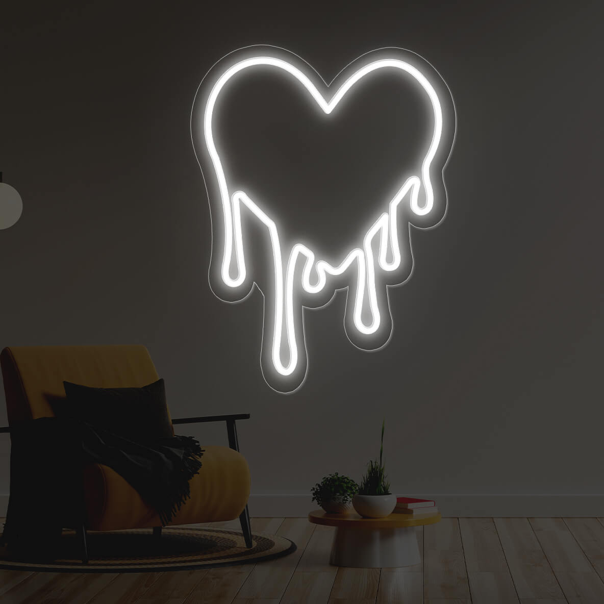 Dripping Heart Neon Sign Love Led Light white
