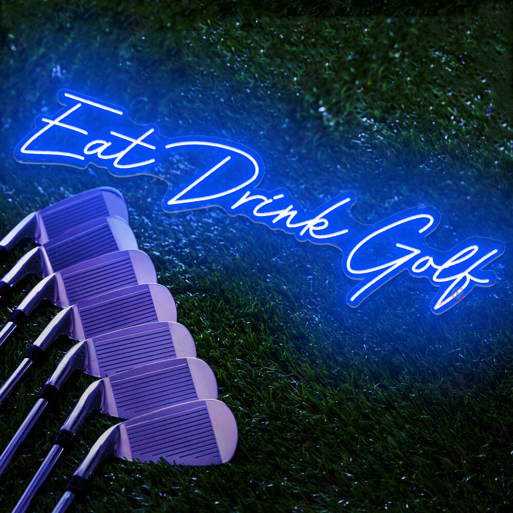 Eat Drink Golf Neon Sign Bar Led Light blue