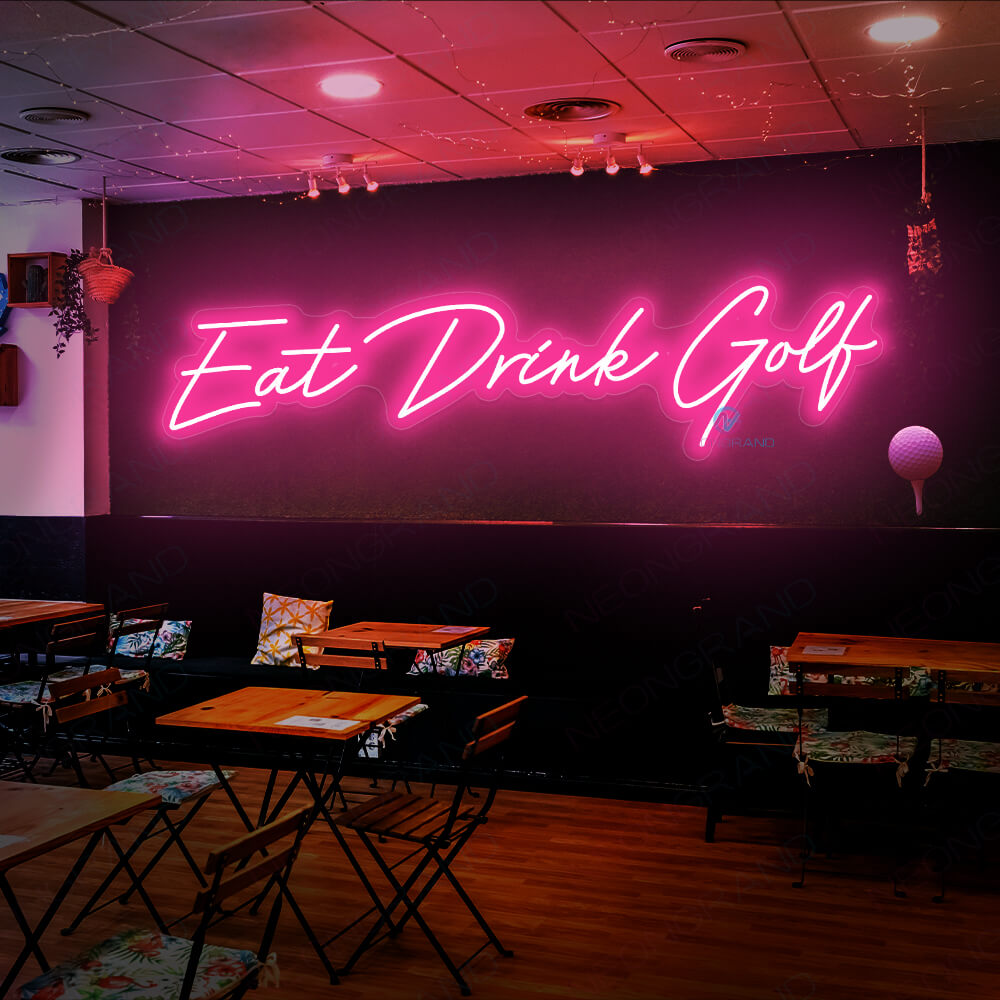 Eat Drink Golf Neon Sign Bar Led Light pink