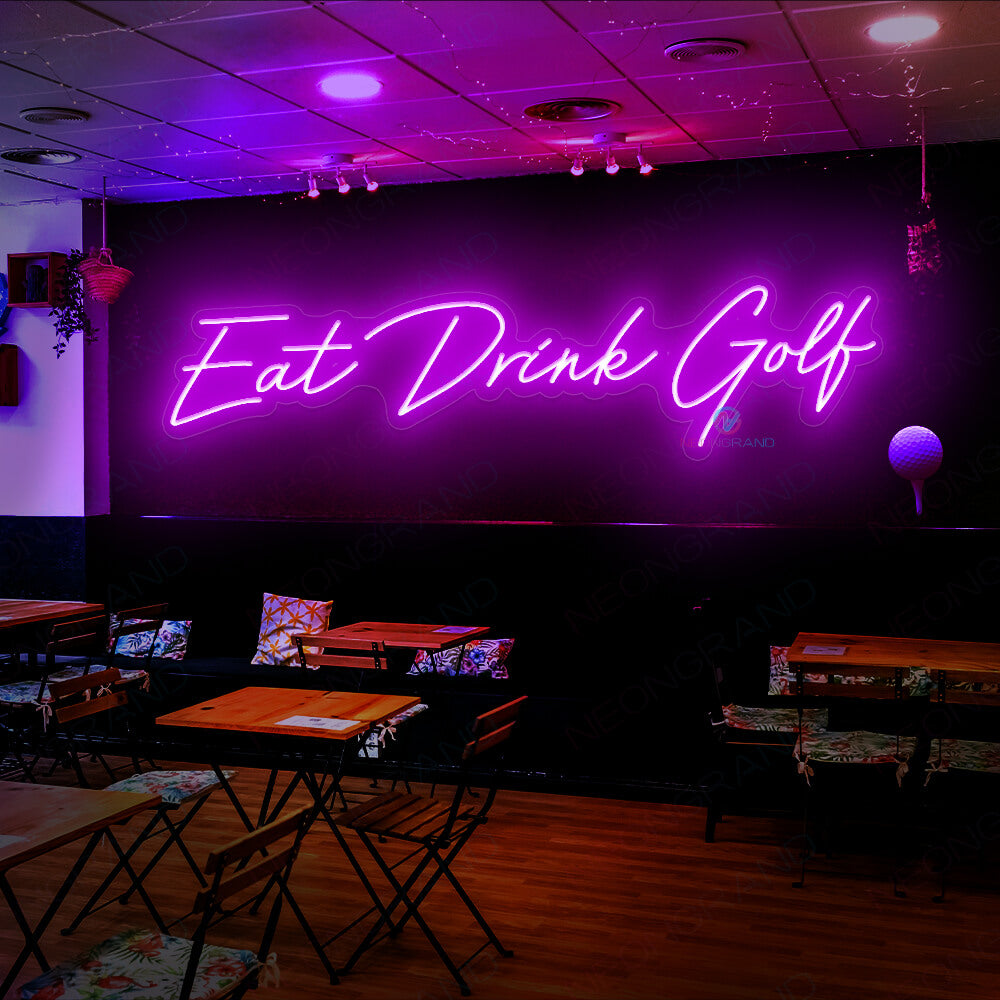Eat Drink Golf Neon Sign Bar Led Light violet