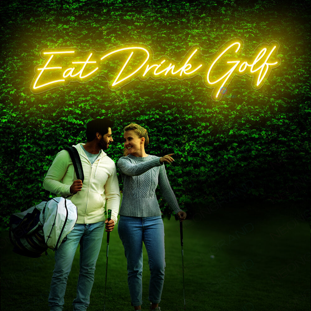 Eat Drink Golf Neon Sign Bar Led Light yellow