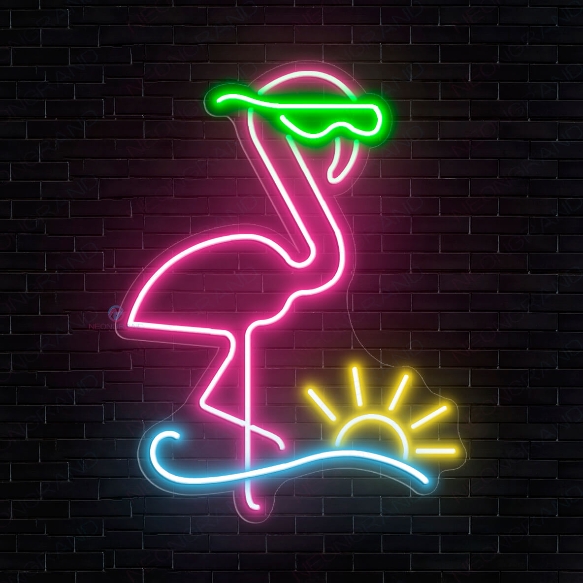 Flamingo Led Light Animal Neon Sign green