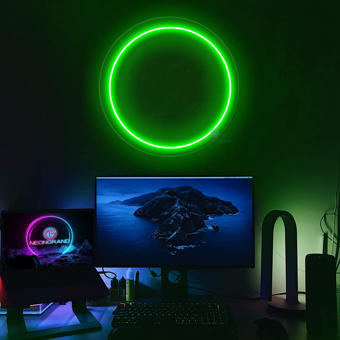 Full Moon Neon Sign Led Light green