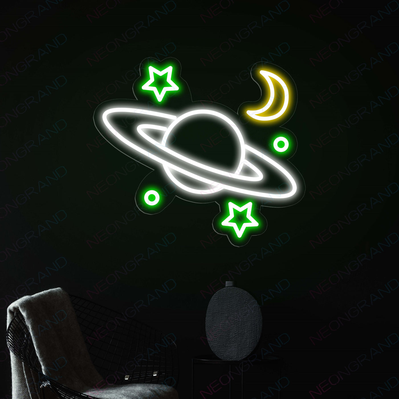 Galaxy Neon Sign Moon Star Led Light green