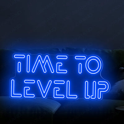 Game Neon Sign Time To Level Up Gamer Led Light Blue