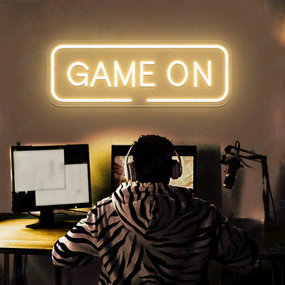 Game On Neon Sign Arcade Led Light gold yellow