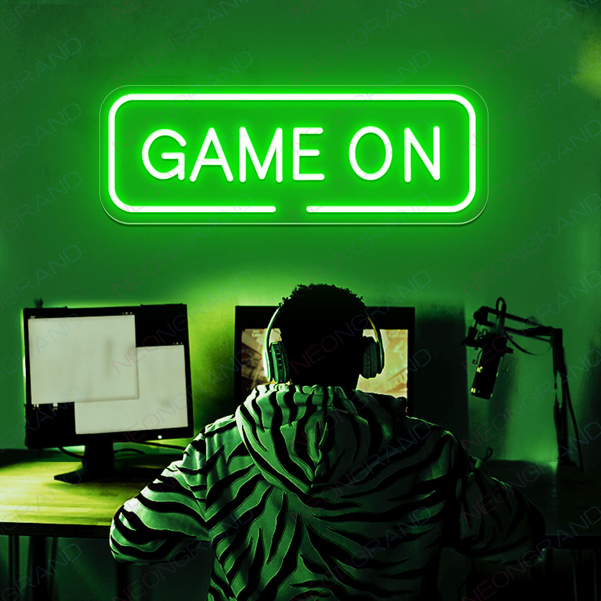 Game On Neon Sign Arcade Led Light green