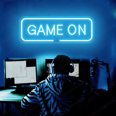 Game On Neon Sign Arcade Led Light light blue