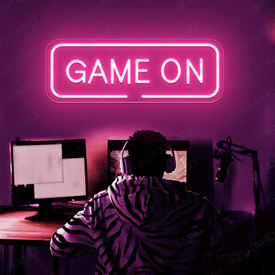 Game On Neon Sign Arcade Led Light pink
