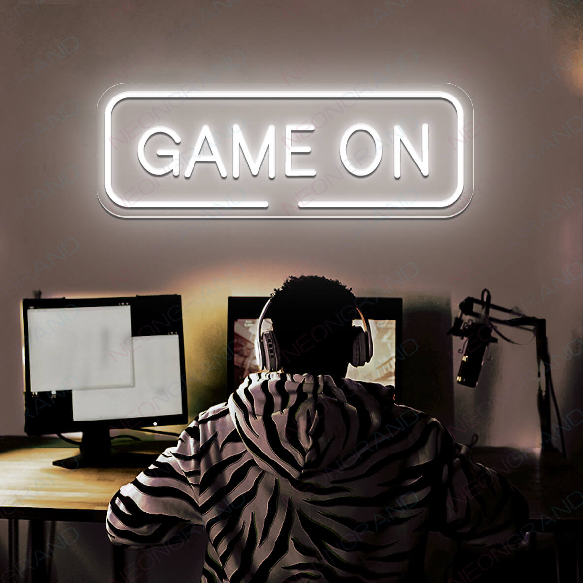 Game On Neon Sign Arcade Led Light white