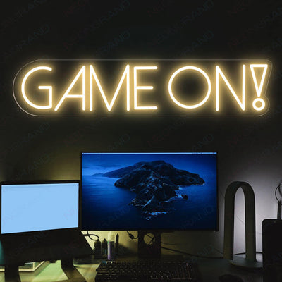 Game On Neon Sign Game Room Gamer Led Light gold yellow
