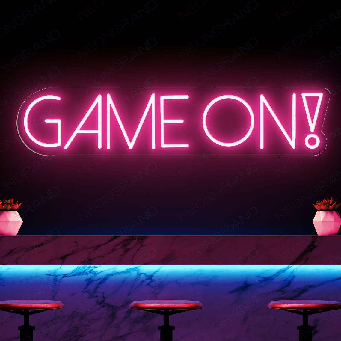 Game On Neon Sign Game Room Gamer Led Light pink