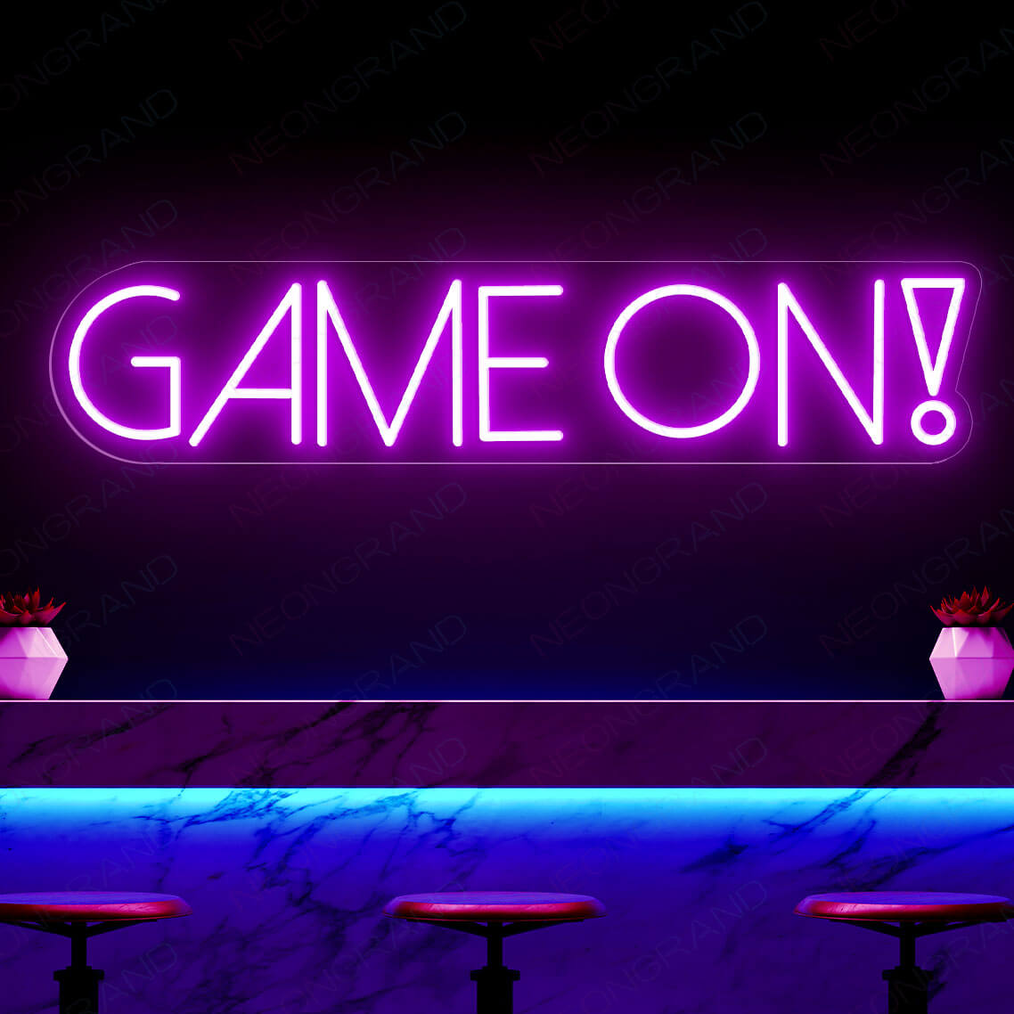Game On Neon Sign Game Room Gamer Led Light purple