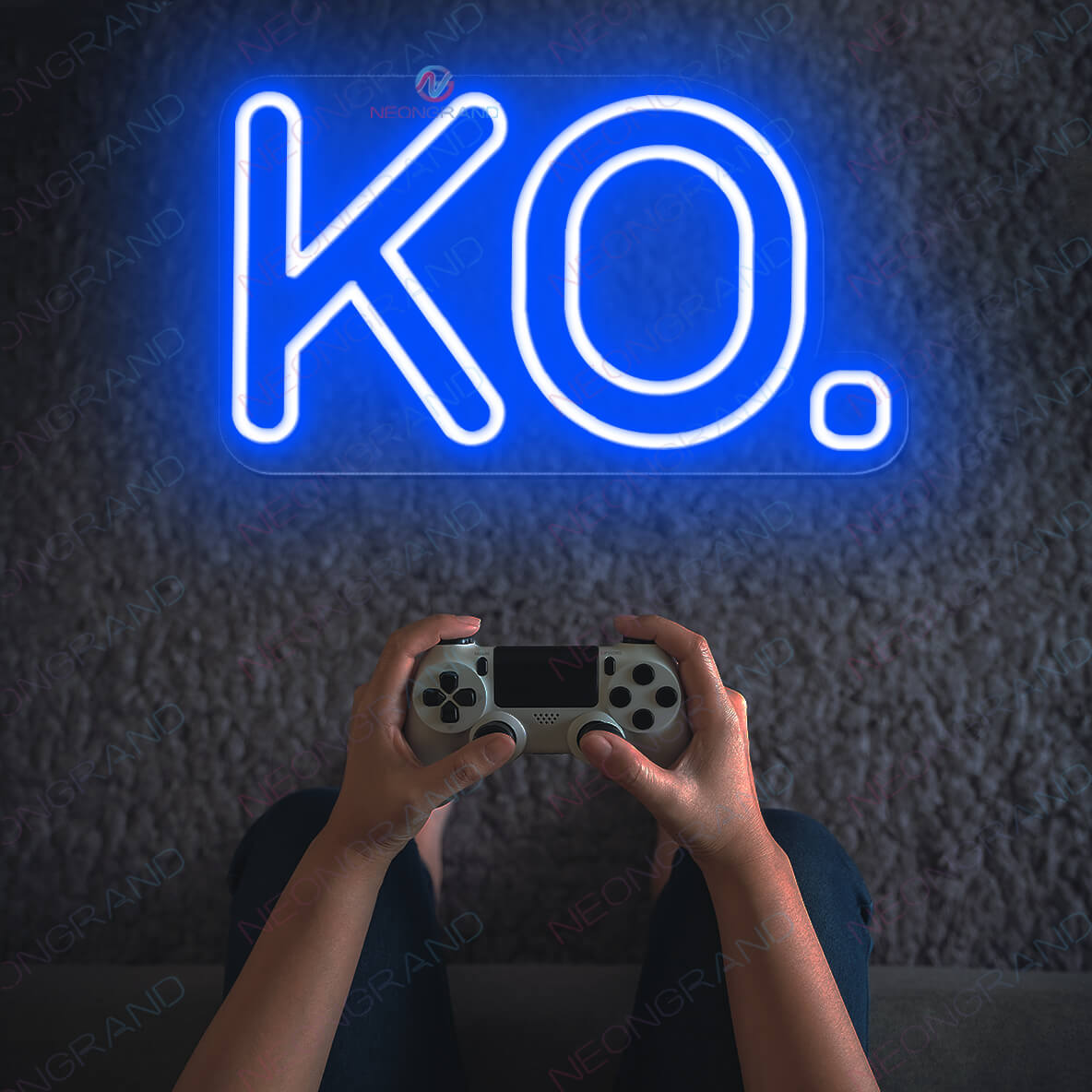 Gaming Neon Signs KO Game Led Light blue