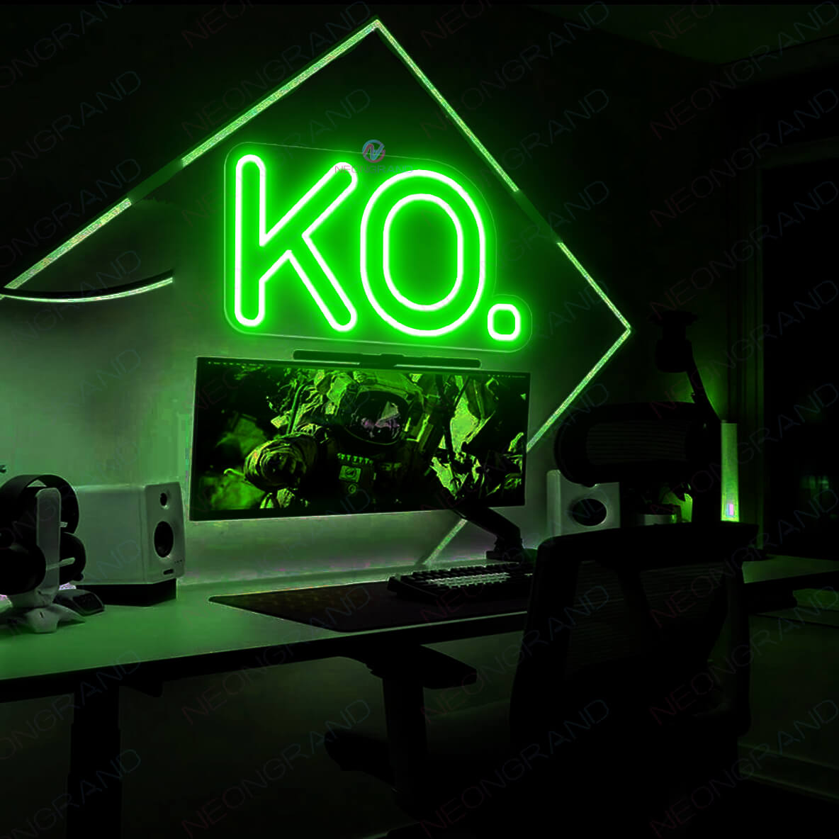 Gaming Neon Signs KO Game Led Light green