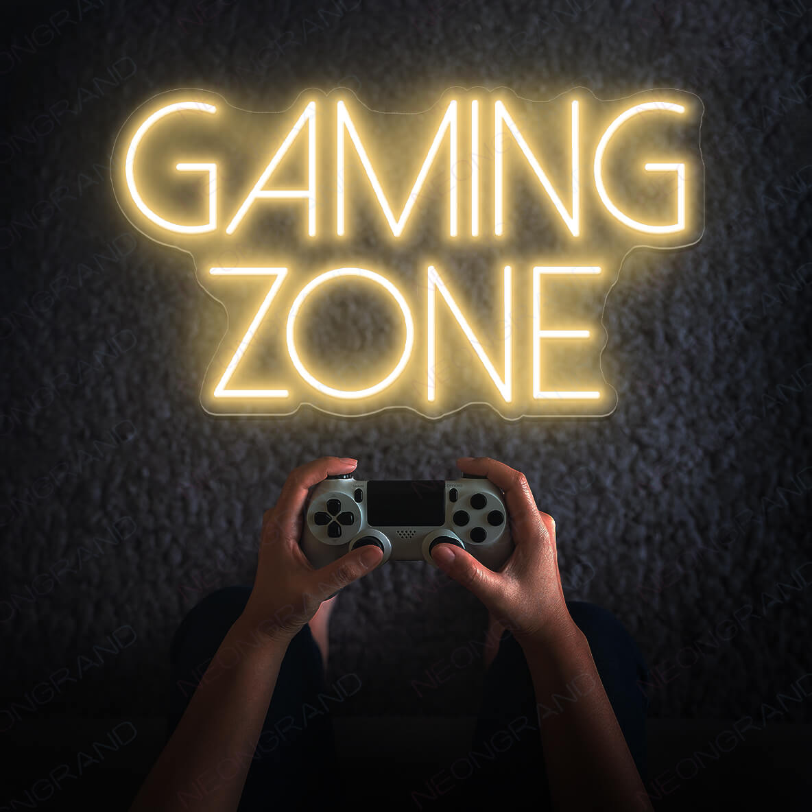 Gaming Zone Neon Sign Game Room Led Light light yellow