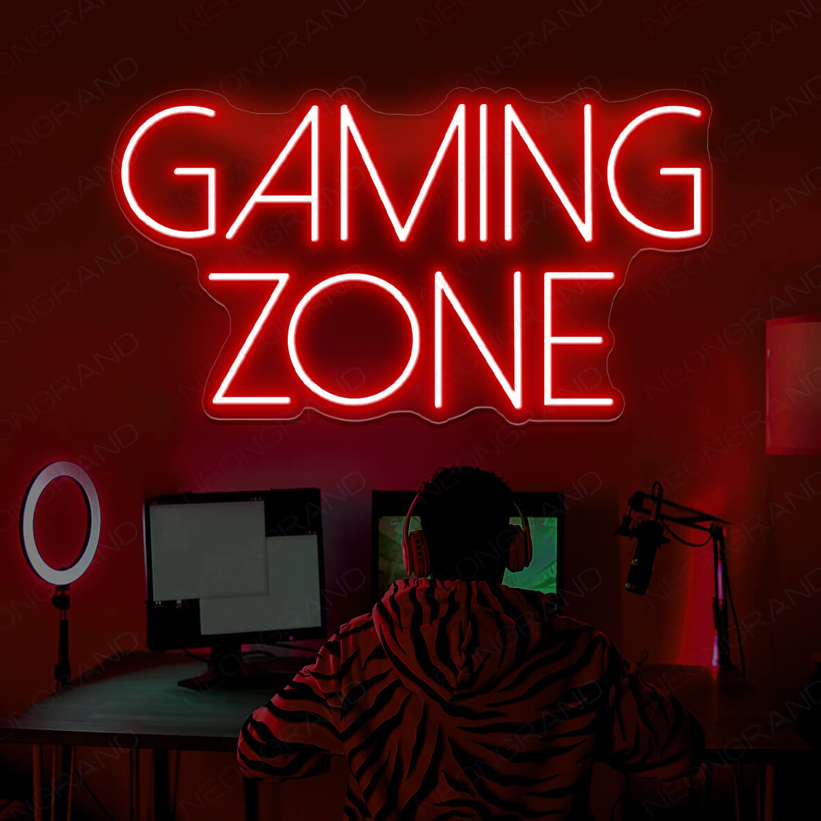 Gaming Zone Neon Sign Game Room Led Light red