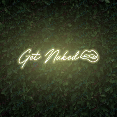 Get Naked Neon Sign Sexy Lips Led Light gold yellow