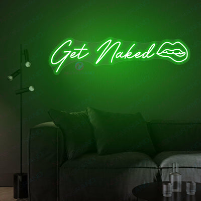 Get Naked Neon Sign Sexy Lips Led Light green