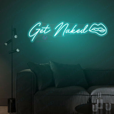 Get Naked Neon Sign Sexy Lips Led Light light blue