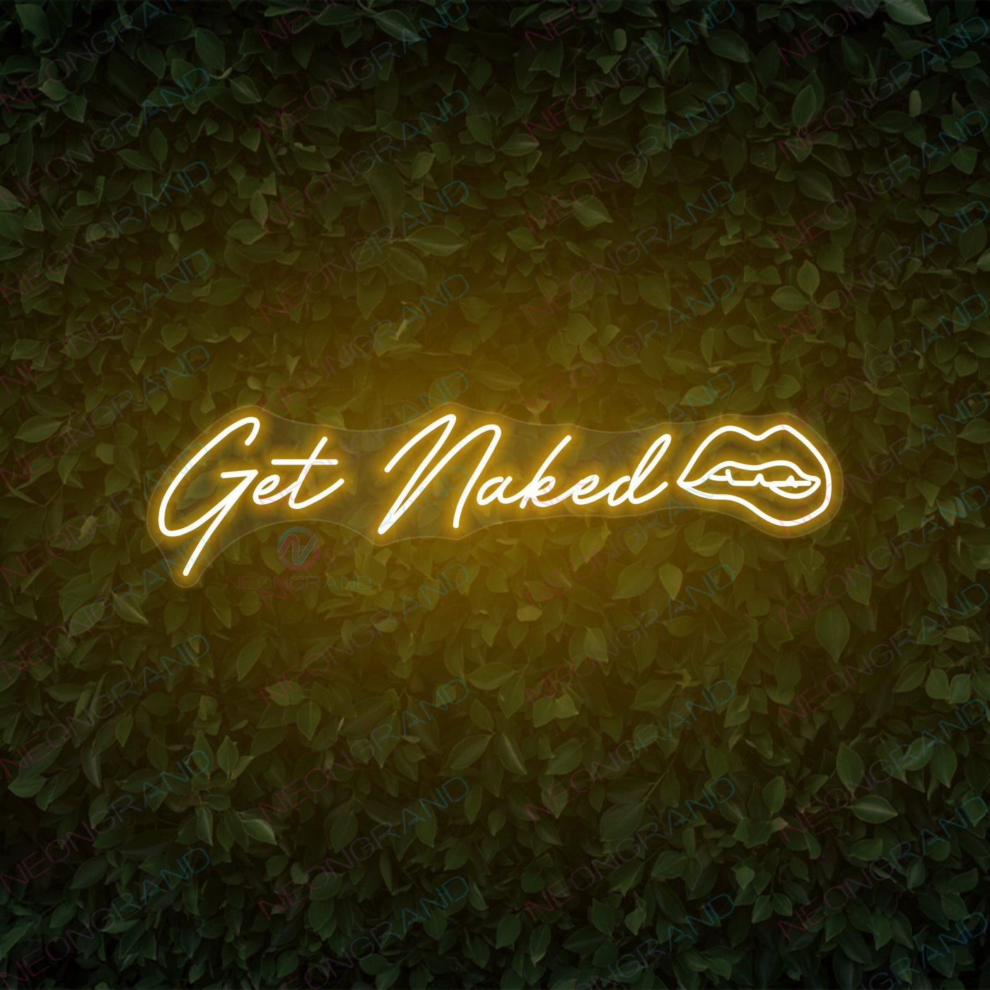 Get Naked Neon Sign Sexy Lips Led Light orange yellow