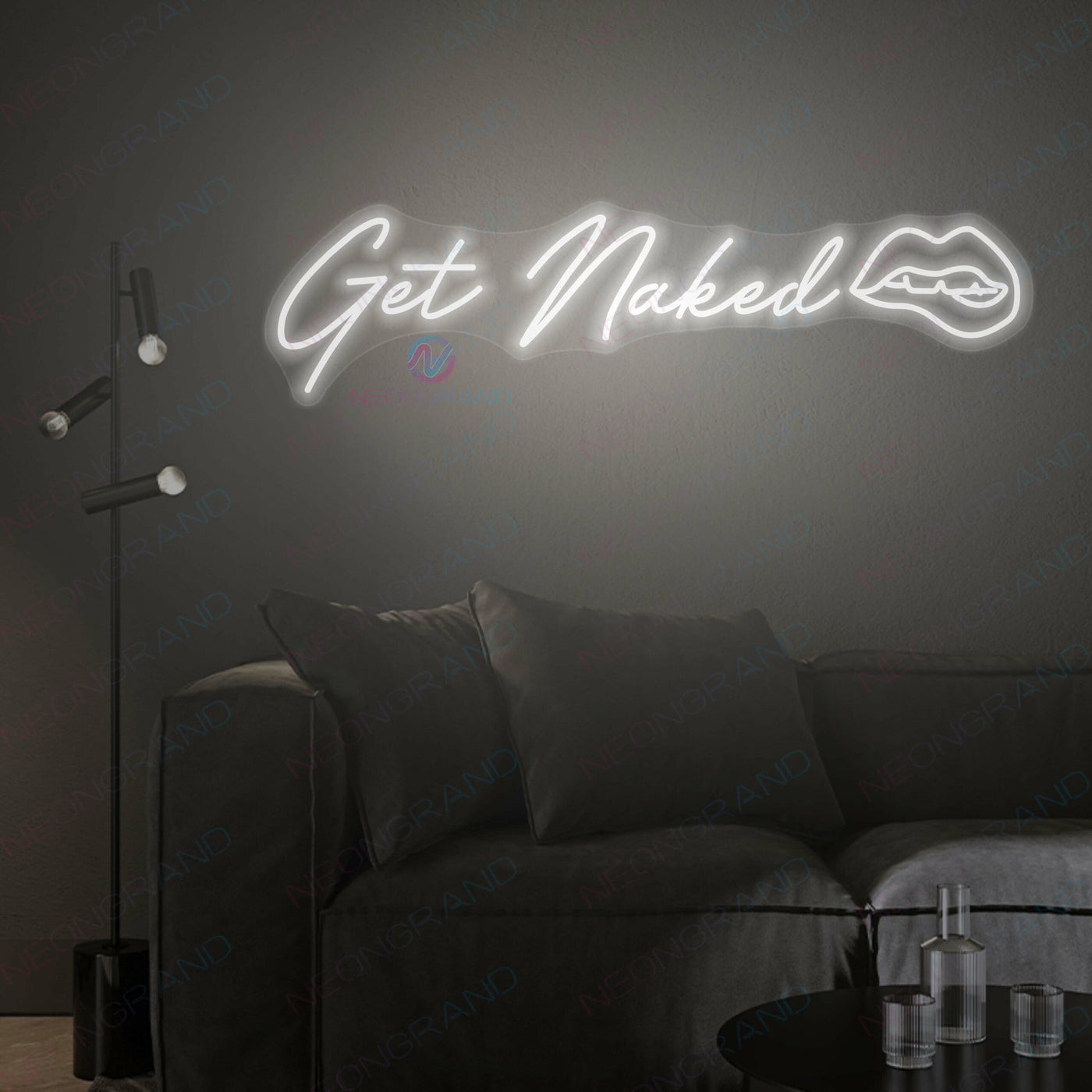 Get Naked Neon Sign Sexy Lips Led Light white
