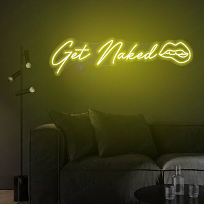 Get Naked Neon Sign Sexy Lips Led Light yellow