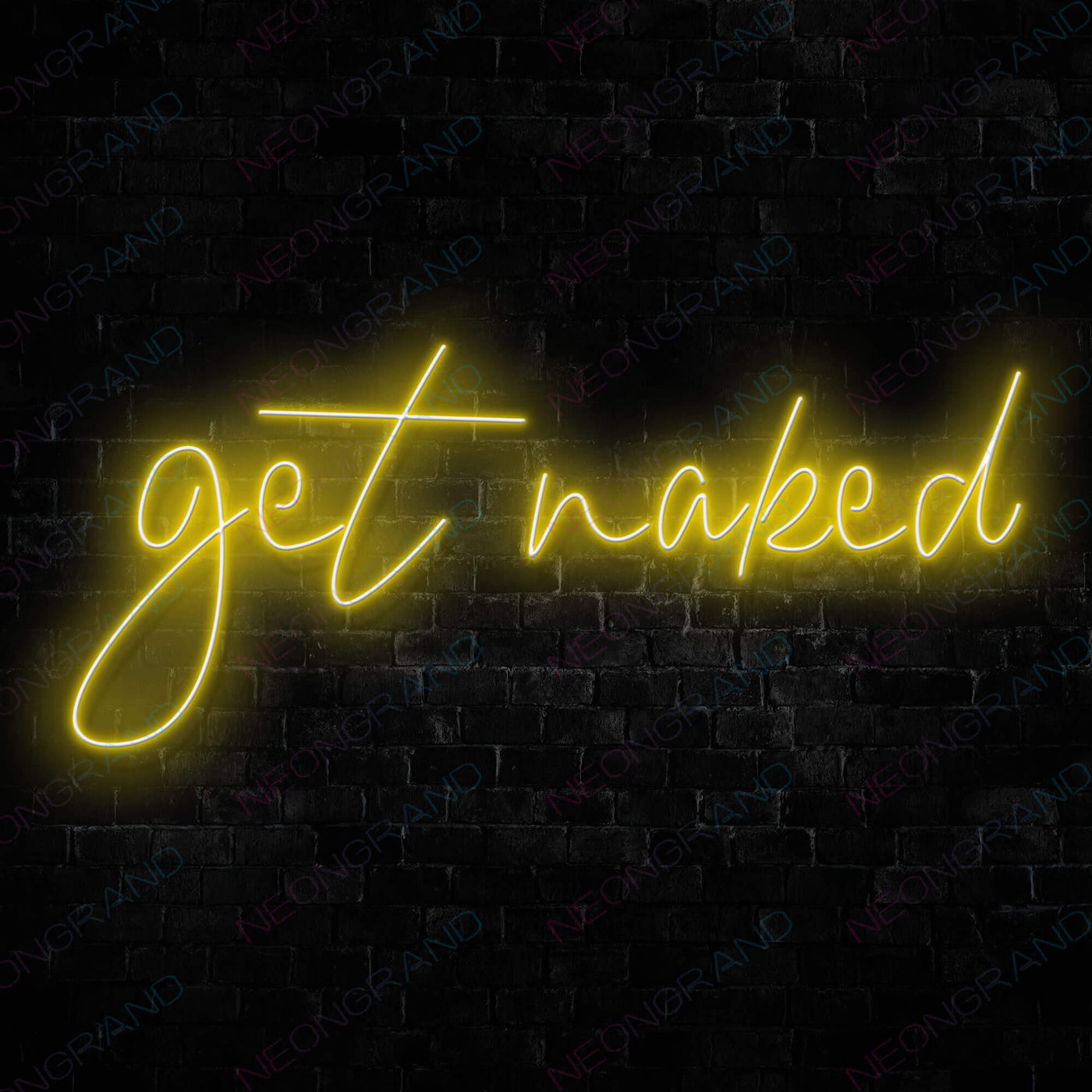 Get Naked Neon Sign yellow