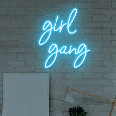Girl Gang Neon Sign Girl Power Led Light light blue
