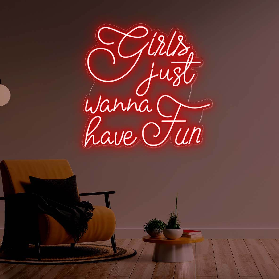 Girls Just Wanna Have Fun Girl Neon Sign Led Light red