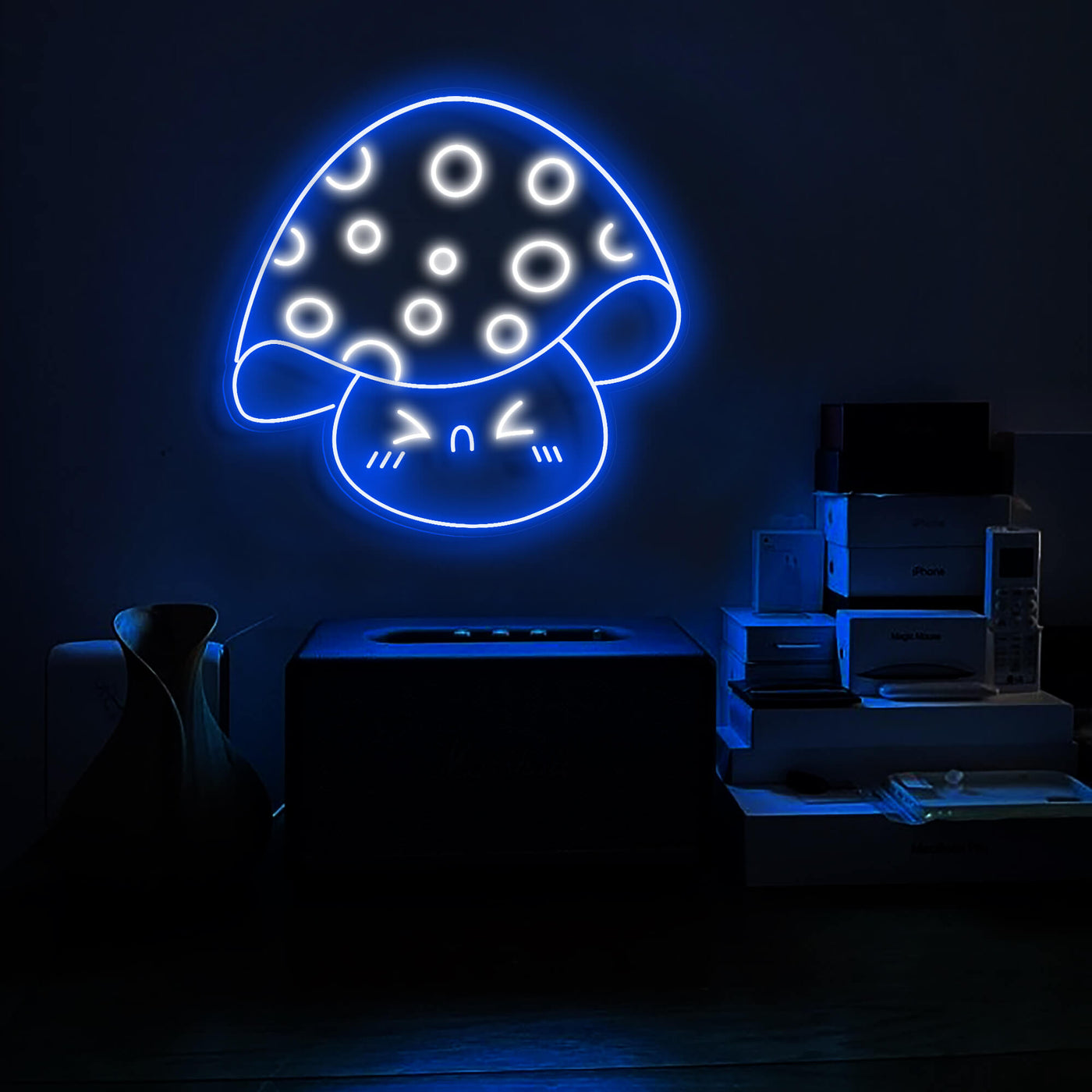 Glowing Mushroom Neon Sign Led Light blue