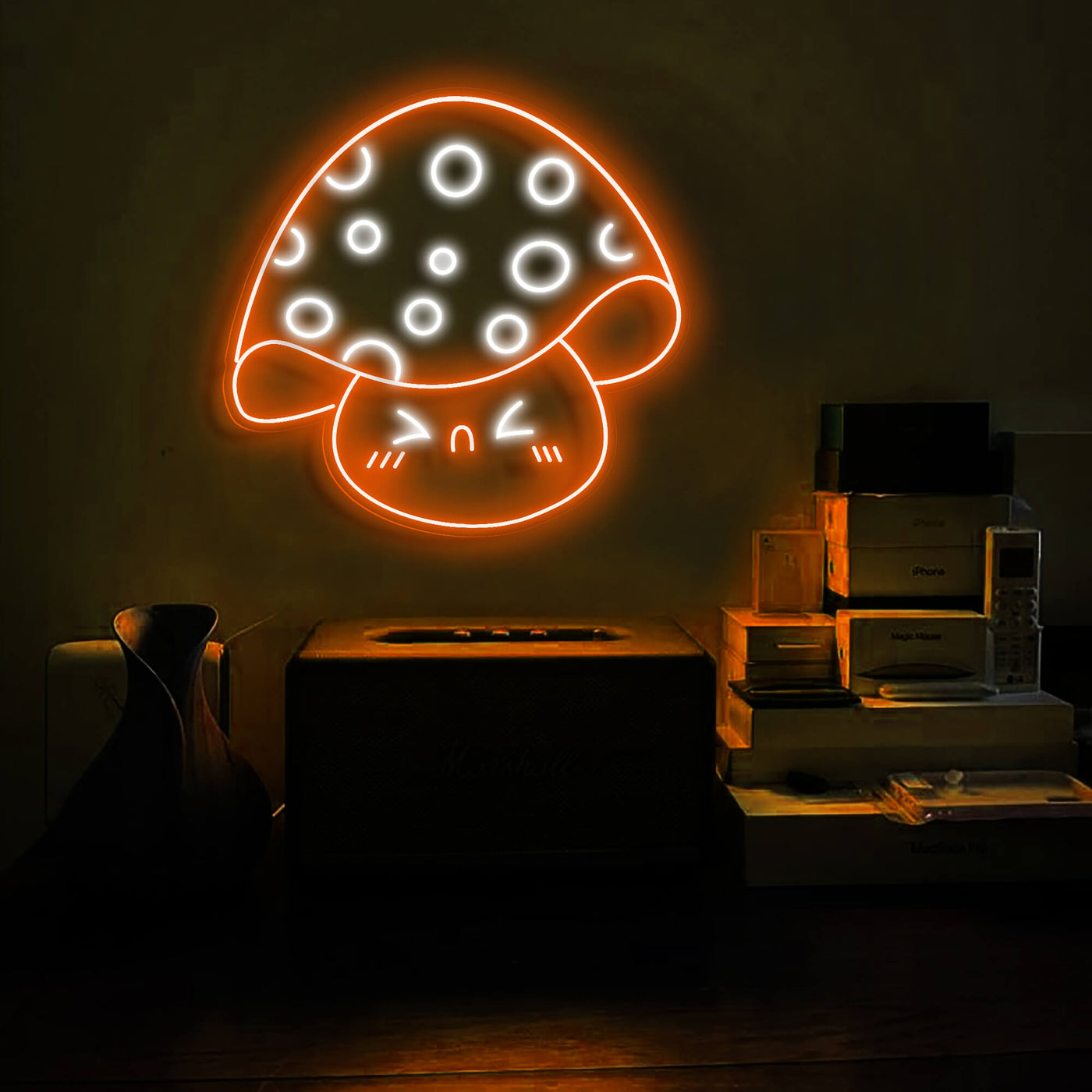 Glowing Mushroom Neon Sign Led Light orange