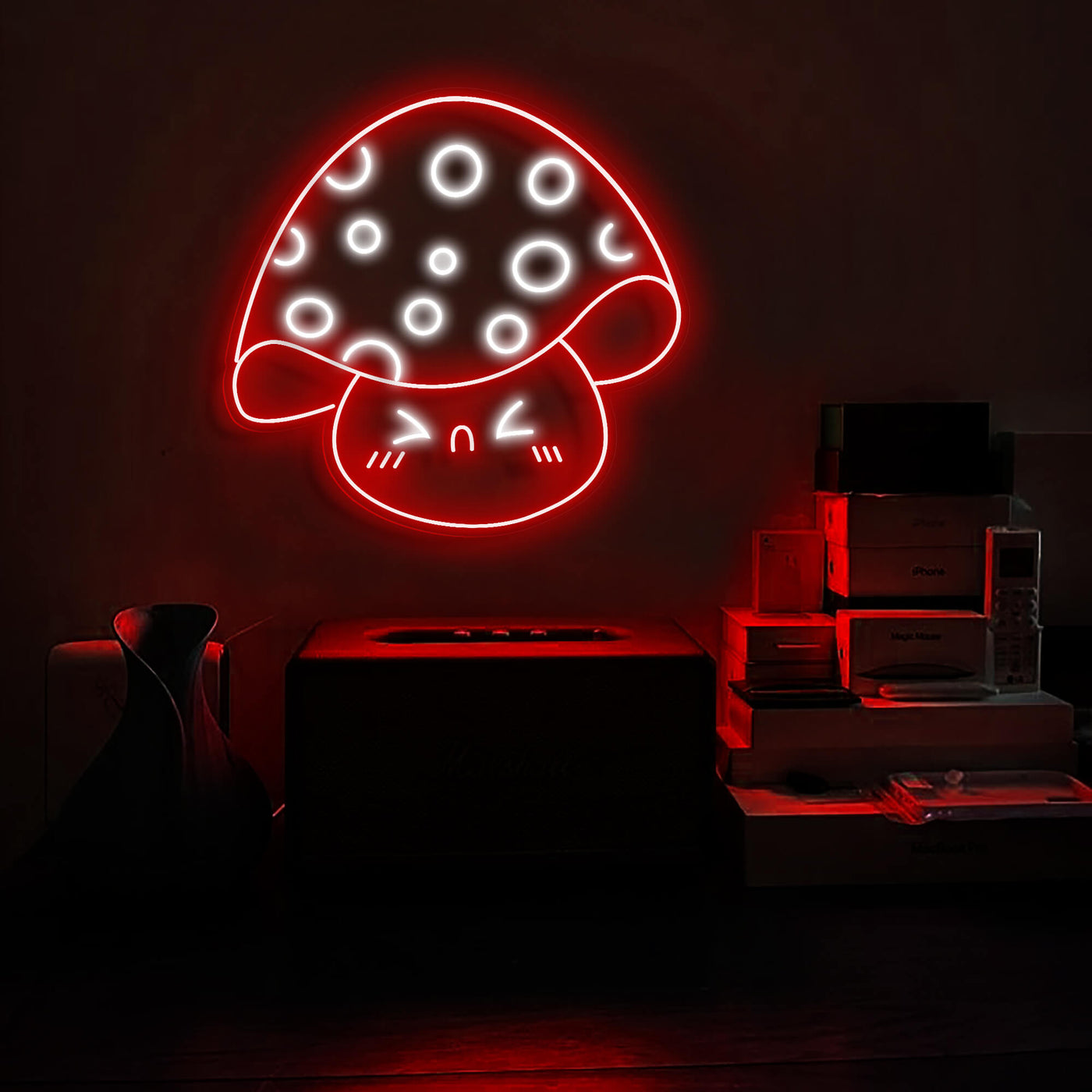 Mushroom Neon Light Glowing Led Sign red