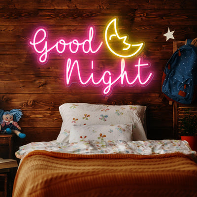 Good Night Neon Sign Moon Led Light pink