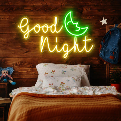 Good Night Neon Sign Moon Led Light yellow