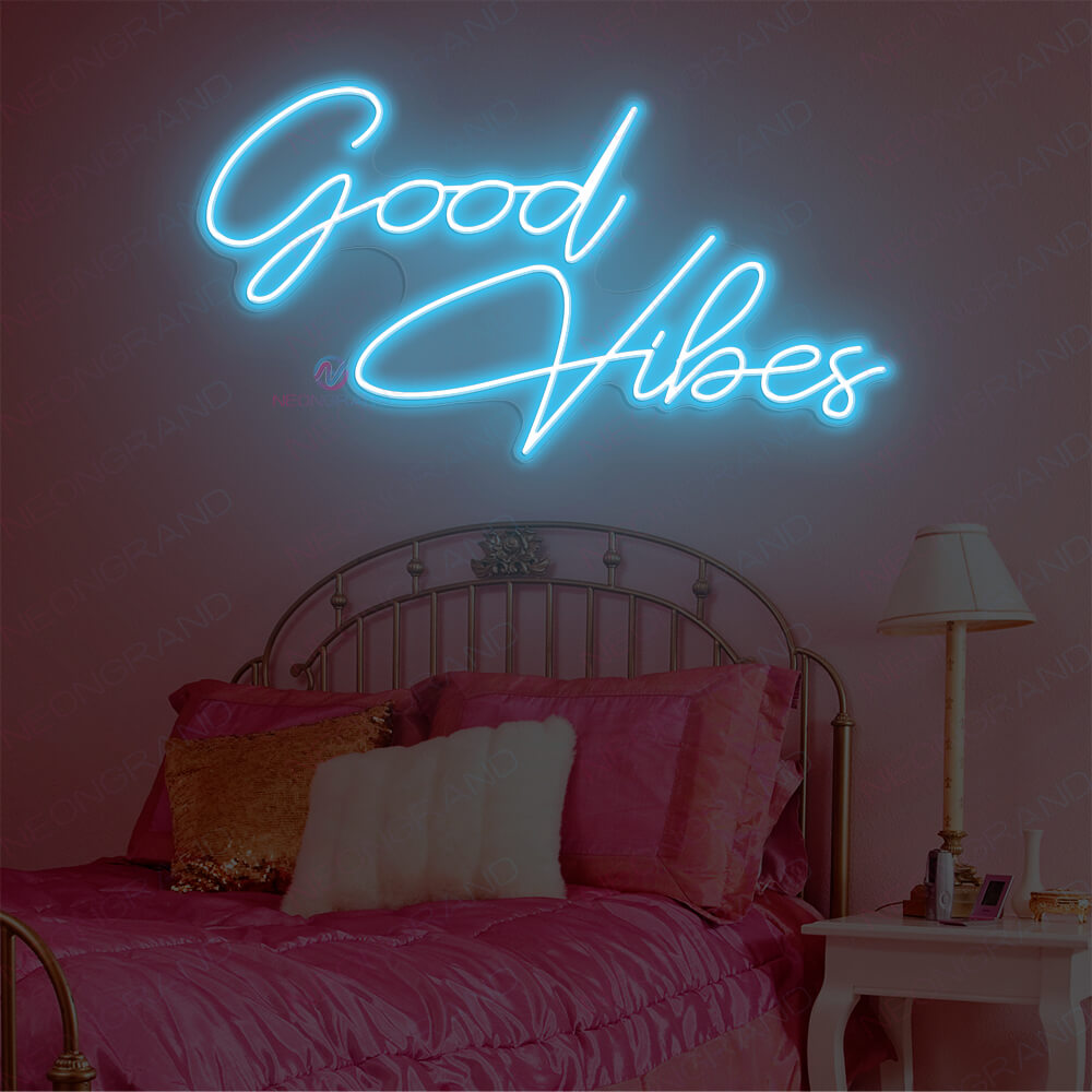 Blue Good Vibes Neon Sign LED Neon Signs for Wall Decor Neon Lights for  Bedroom